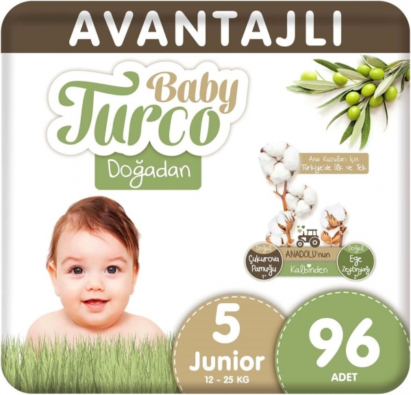 Baby Turco Doğadan 5 Beden 96 Adet Bebek Bezi
