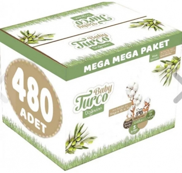 Baby Turco Doğadan 5 Beden 480 Adet Bebek Bezi