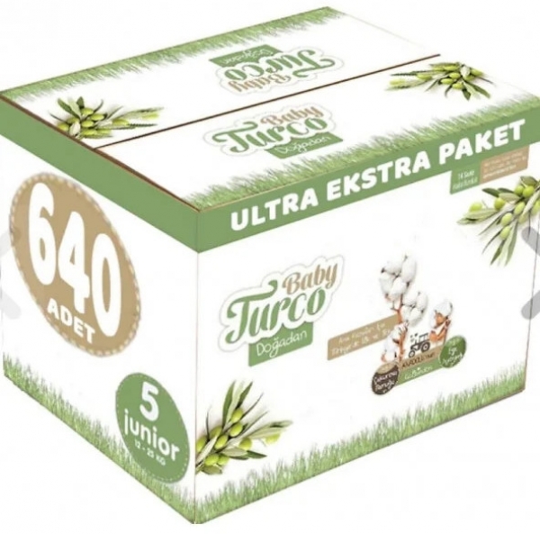 Baby Turco Doğadan 5 Beden 640 Adet Bebek Bezi