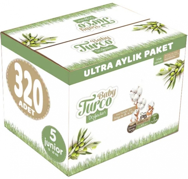 Baby Turco Doğadan 5 Beden 320 Adet Bebek Bezi