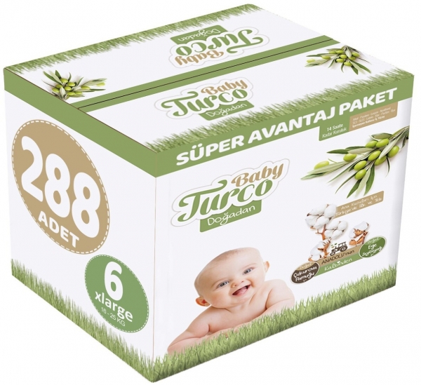 Baby Turco Doğadan 6 Beden 288 Adet Bebek Bezi