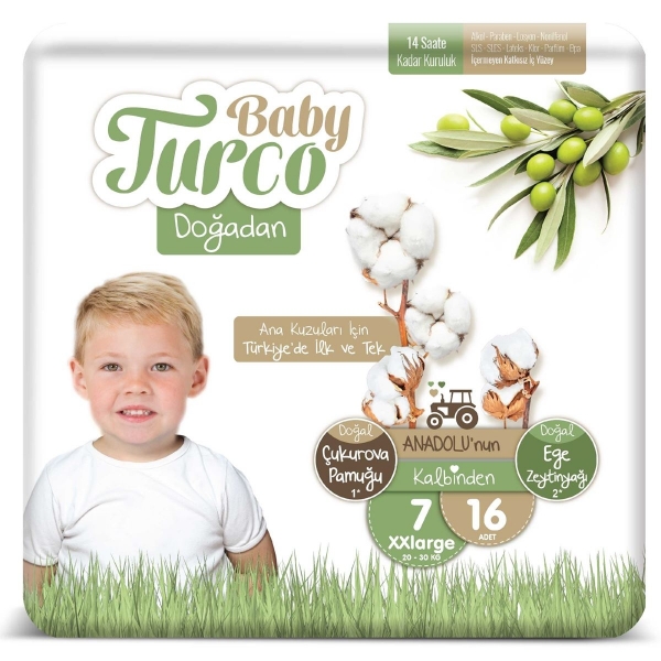 Baby Turco Doğadan 7 Beden 16 Adet Bebek Bezi