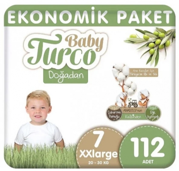 Baby Turco Doğadan 7 Beden 112 Adet Bebek Bezi