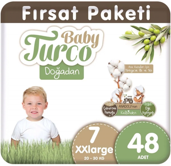Baby Turco Doğadan 7 Beden 48 Adet Bebek Bezi