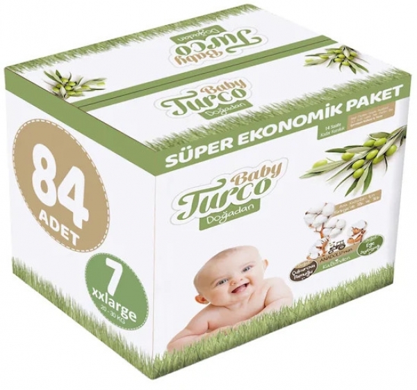 Baby Turco Doğadan 7 Beden 84 Adet Bebek Bezi