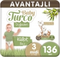 Baby Turco Doğadan Külot Bez 3 Beden 136 Adet Bebek Bezi