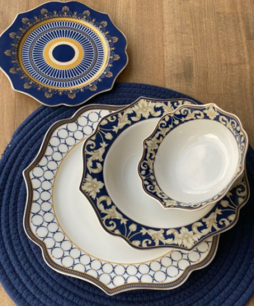 Rossev Blue Ring 24 Parça Yemek Takımı