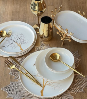 Rossev Modern Arbol Bird 24 Parça Yemek Takımı