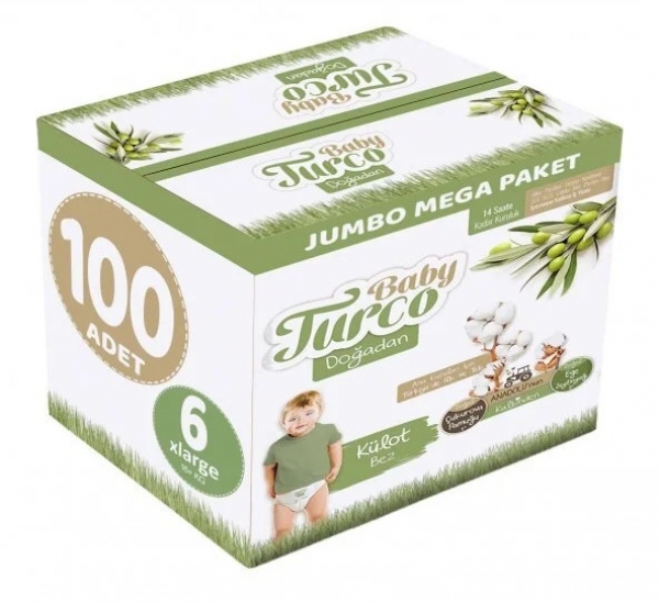 Baby Turco Doğadan Külot Bez 6 Beden 100 Adet Bebek Bezi