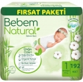 Bebem Natural 1 Beden 192 Adet Bebek Bezi