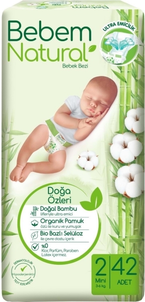 Bebem Natural 2 Beden 42 Adet Bebek Bezi