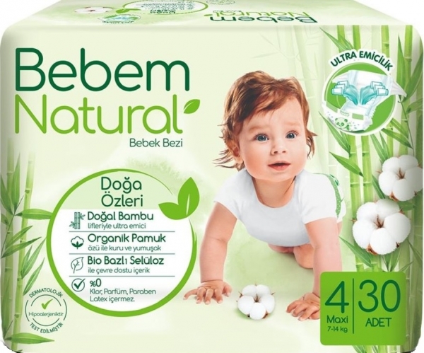 Bebem Natural 4 Beden 30 Adet Bebek Bezi