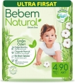 Bebem Natural 4 Beden 90 Adet Bebek Bezi