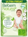 Bebem Natural 5 Beden 72 Adet Bebek Bezi