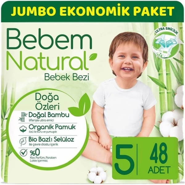 Bebem Natural 5 Beden 48 Adet Bebek Bezi