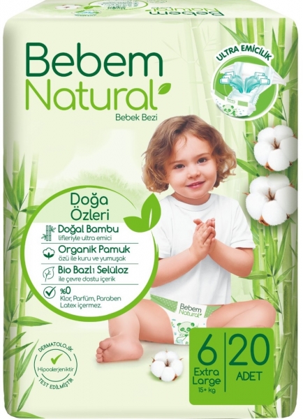 Bebem Natural 6 Beden 20 Adet Bebek Bezi