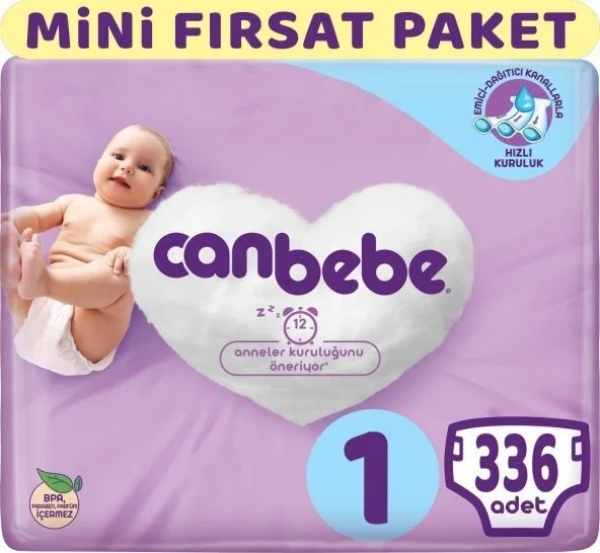 Canbebe 1 Beden 336 Adet Bebek Bezi