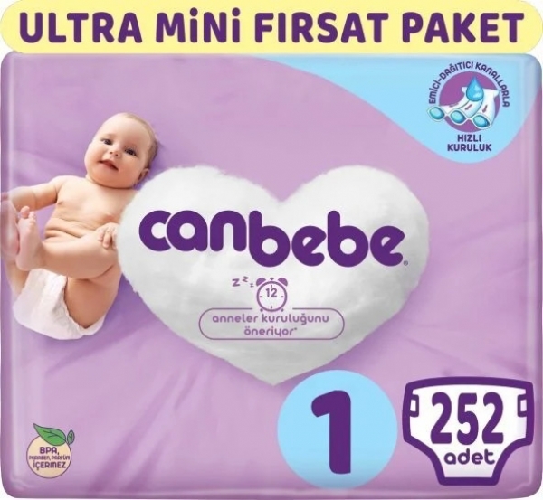 Canbebe 1 Beden 252 Adet Bebek Bezi