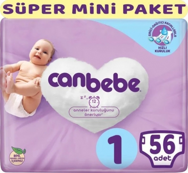 Canbebe 1 Beden 56 Adet Bebek Bezi