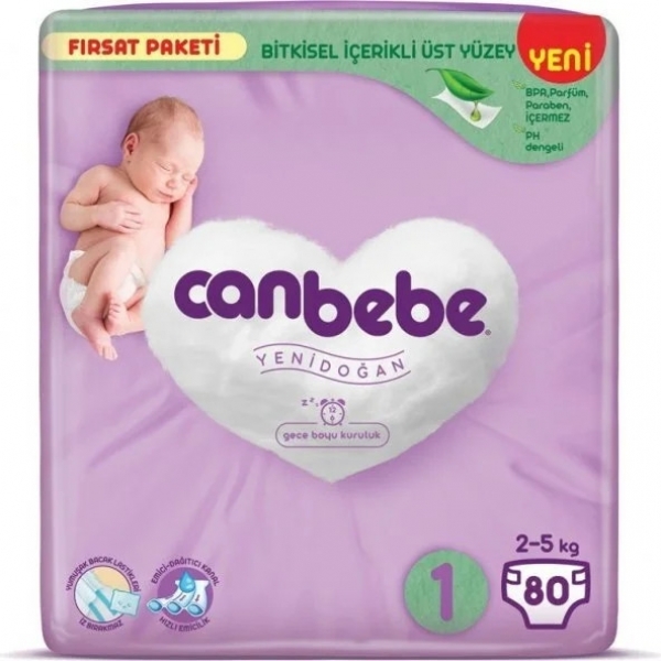 Canbebe 1 Beden 80 Adet Bebek Bezi