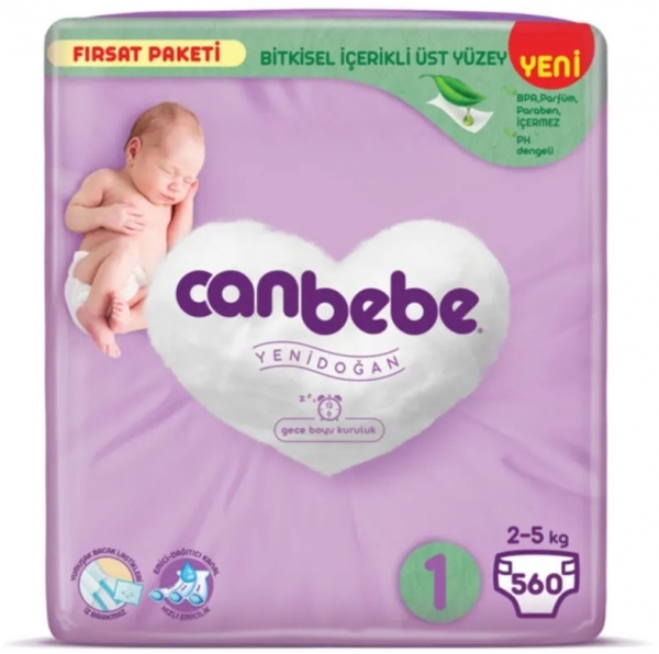 Canbebe 1 Beden 560 Adet Bebek Bezi