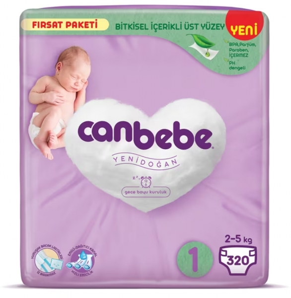 Canbebe 1 Beden 320 Adet Bebek Bezi