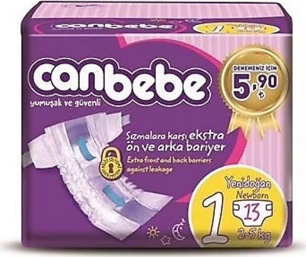 Canbebe 1 Beden 13 Adet Bebek Bezi