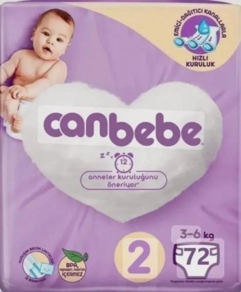 Canbebe 2 Beden 72 Adet Bebek Bezi