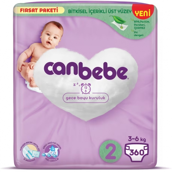 Canbebe 2 Beden 360 Adet Bebek Bezi