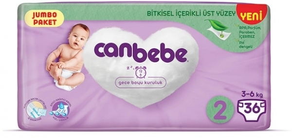 Canbebe 2 Beden 36 Adet Bebek Bezi