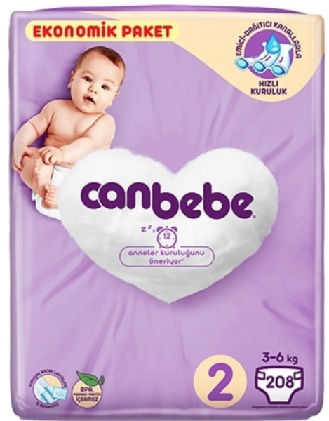 Canbebe 2 Beden 208 Adet Bebek Bezi