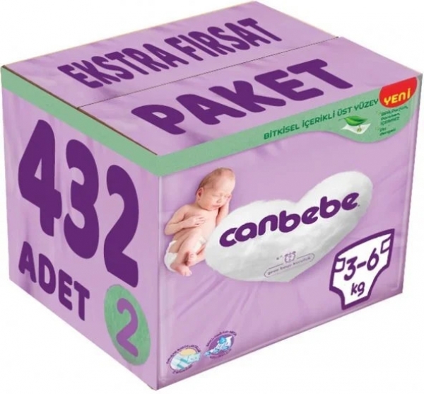 Canbebe 2 Beden 432 Adet Bebek Bezi