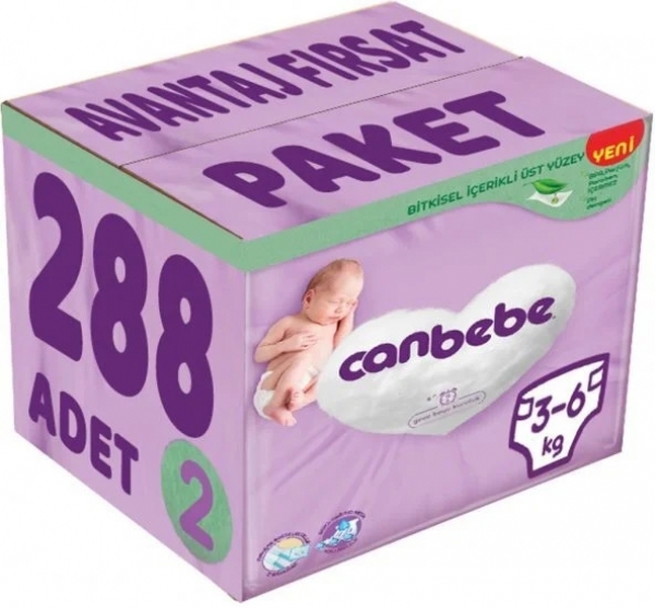 Canbebe 2 Beden 288 Adet Bebek Bezi