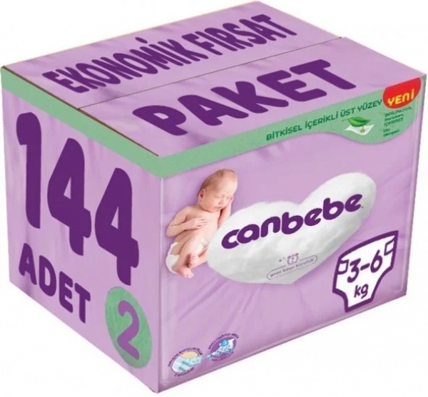 Canbebe 2 Beden 144 Adet Bebek Bezi