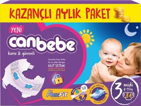 Canbebe 3 Beden 84 Adet Bebek Bezi