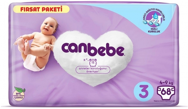 Canbebe 3 Beden 68 Adet Bebek Bezi