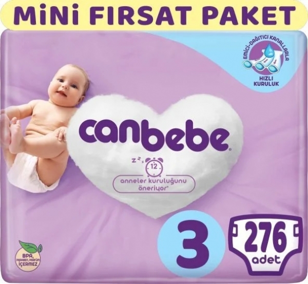 Canbebe 3 Beden 276 Adet Bebek Bezi