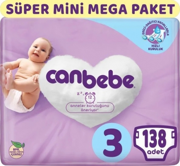 Canbebe 3 Beden 138 Adet Bebek Bezi