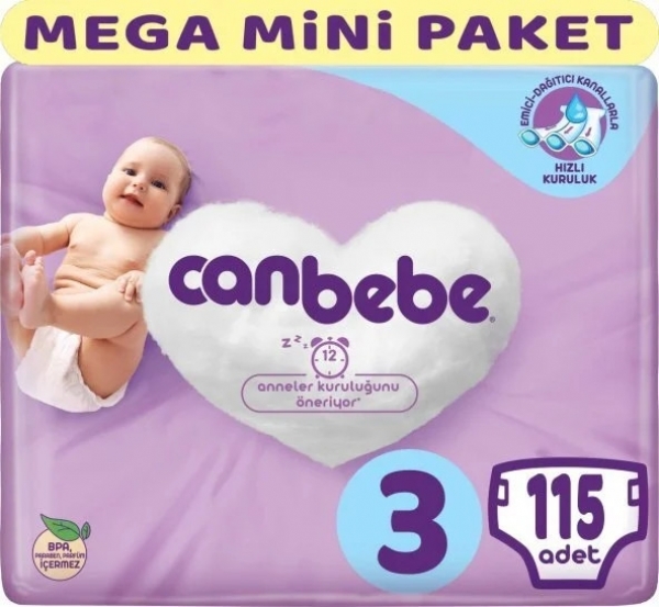 Canbebe 3 Beden 115 Adet Bebek Bezi