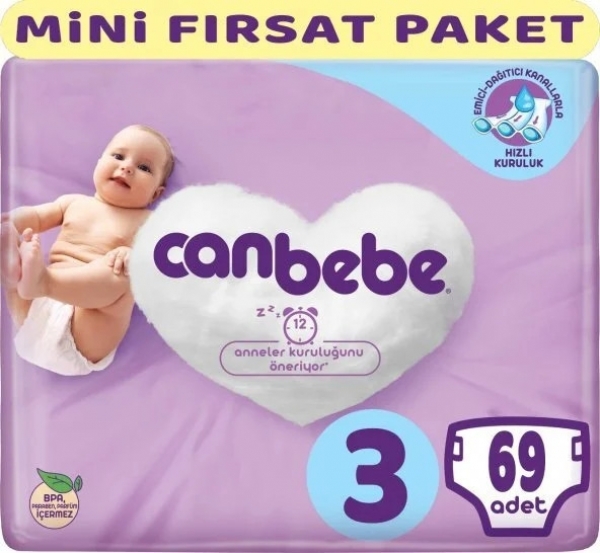 Canbebe 3 Beden 69 Adet Bebek Bezi