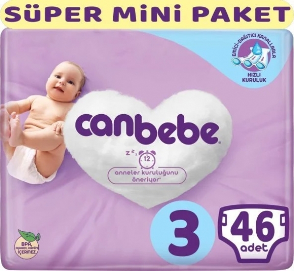 Canbebe 3 Beden 46 Adet Bebek Bezi