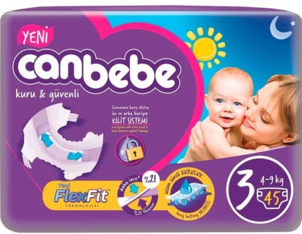 Canbebe 3 Beden 45 Adet Bebek Bezi