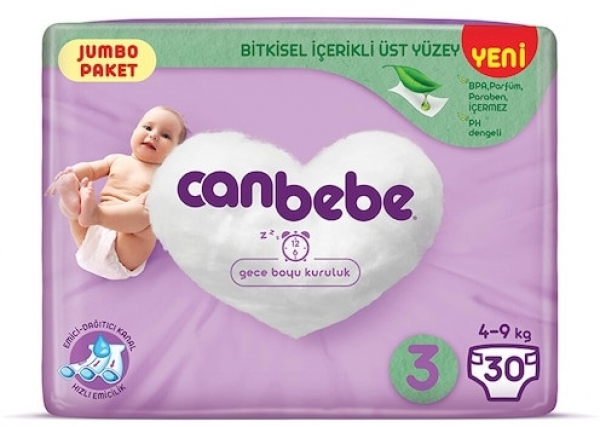 Canbebe 3 Beden 30 Adet Bebek Bezi