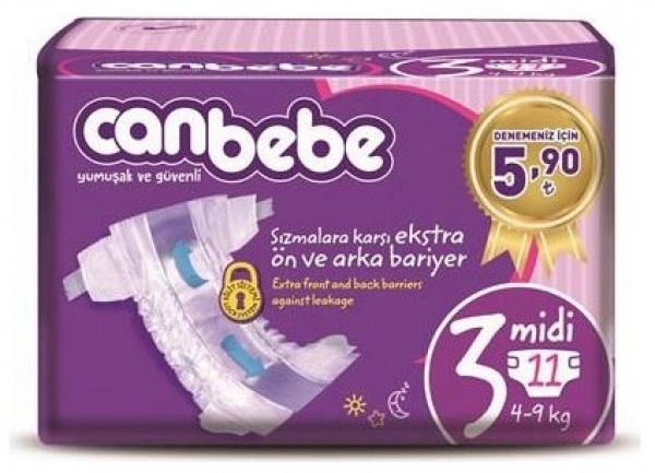 Canbebe 3 Beden 11 Adet Bebek Bezi