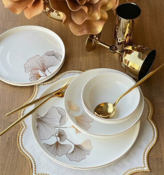 Rossev Modern Ginkgo 24 Parça Yemek Takımı