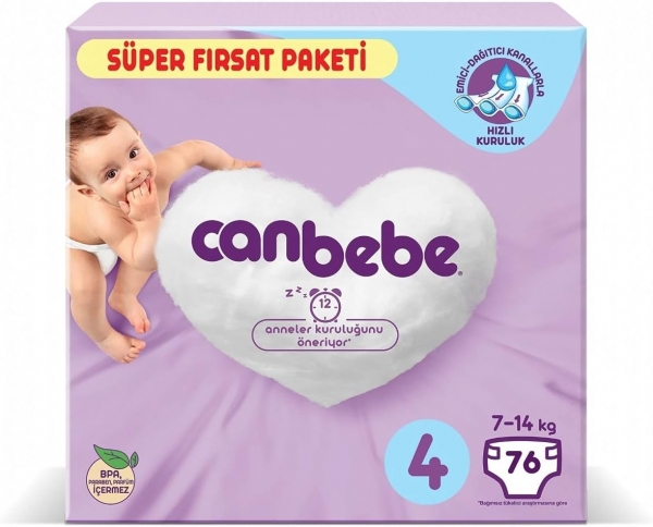 Canbebe 4 Beden 76 Adet Bebek Bezi