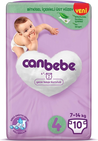 Canbebe 4 Beden 10 Adet Bebek Bezi
