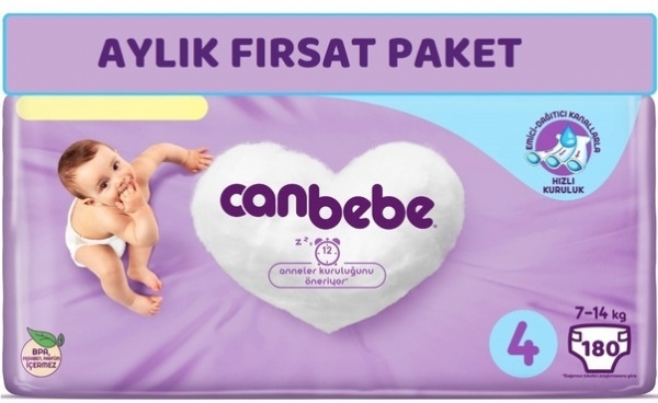 Canbebe 4 Beden 180 Adet Bebek Bezi