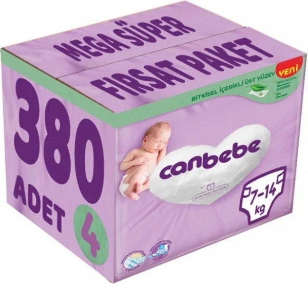 Canbebe 4 Beden 380 Adet Bebek Bezi