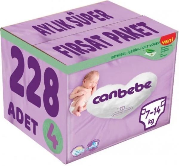 Canbebe 4 Beden 228 Adet Bebek Bezi